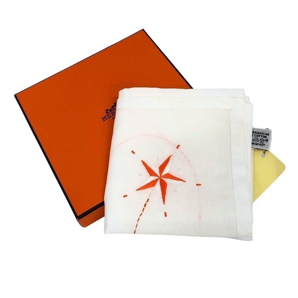 HERMES Hermes Handkerchief Pocket Square Neck Scarf Bandana Embroidered Star ...